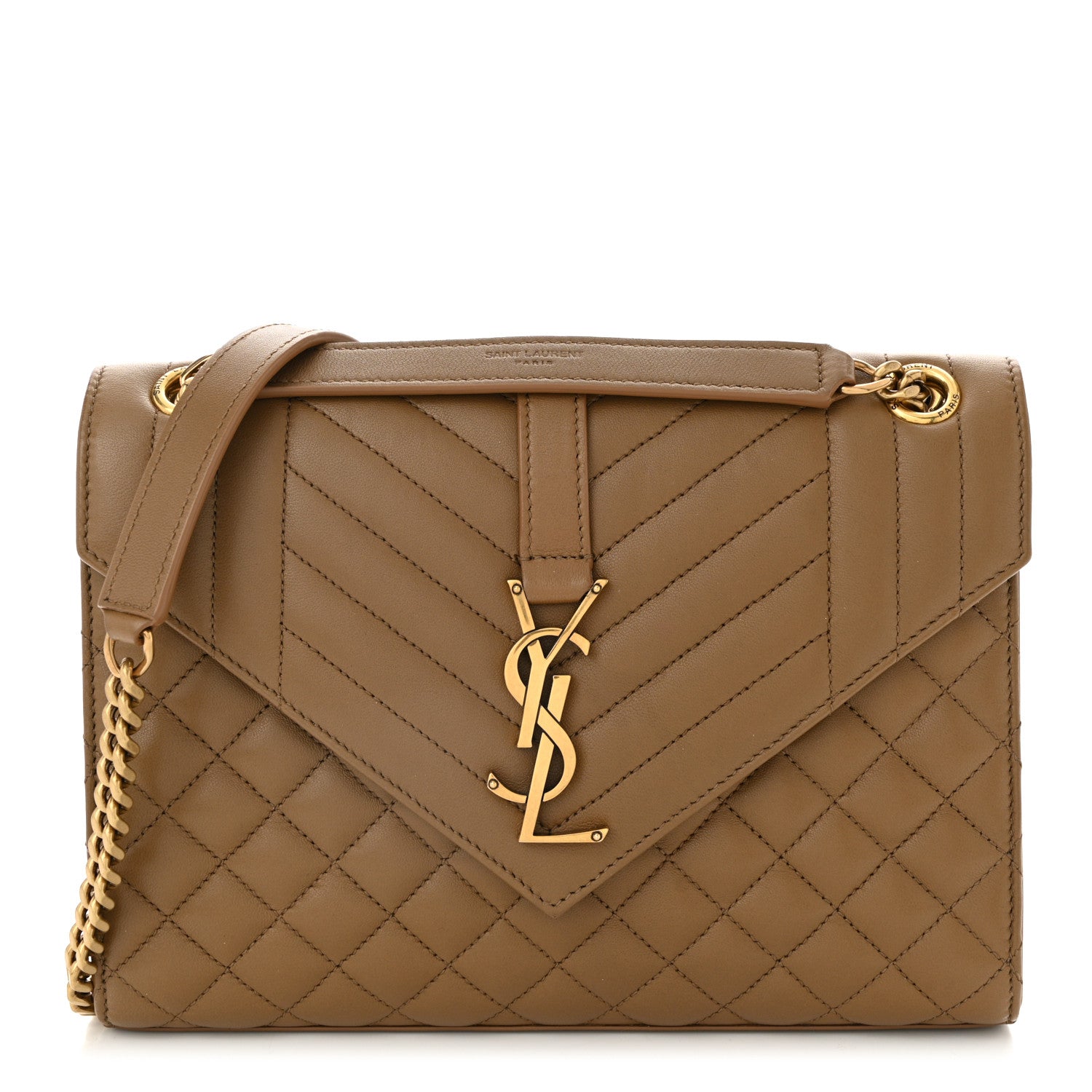 Lambskin Mixed Matelasse Triquilt Medium Monogram Satchel Dark Cork