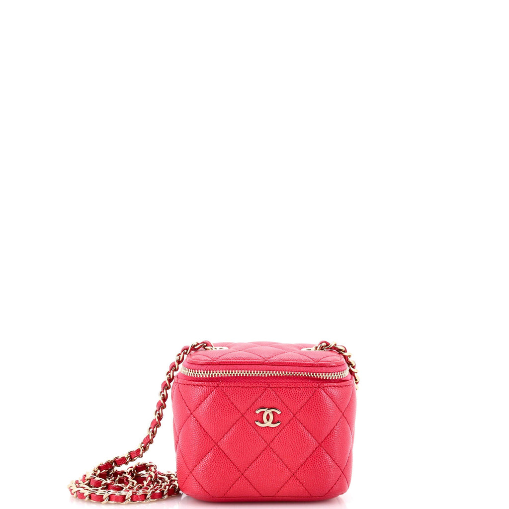 Classic Vanity Case with Chain Quilted Caviar Mini