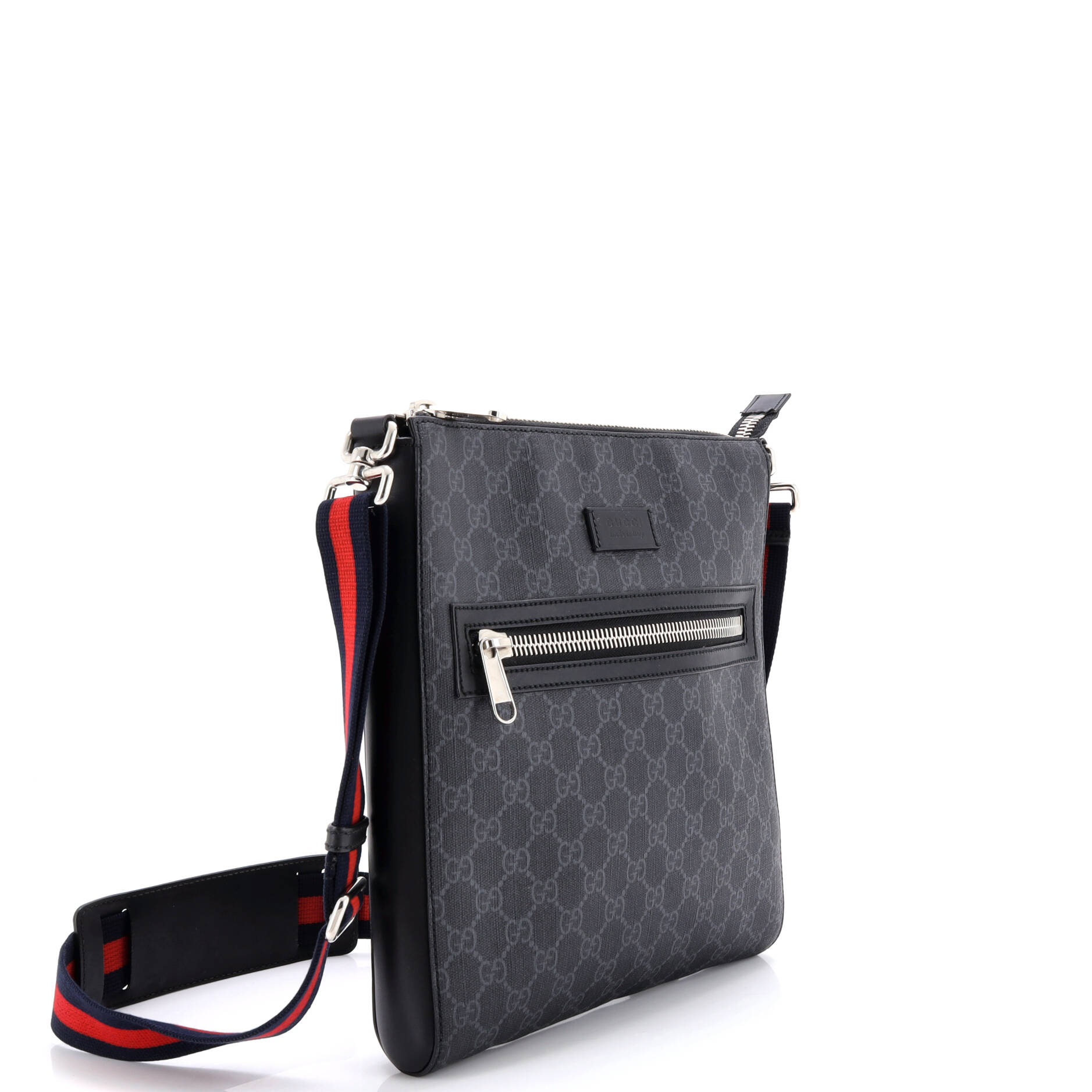 Web Strap Front Zip Messenger Bag GG Coated Canvas Medium