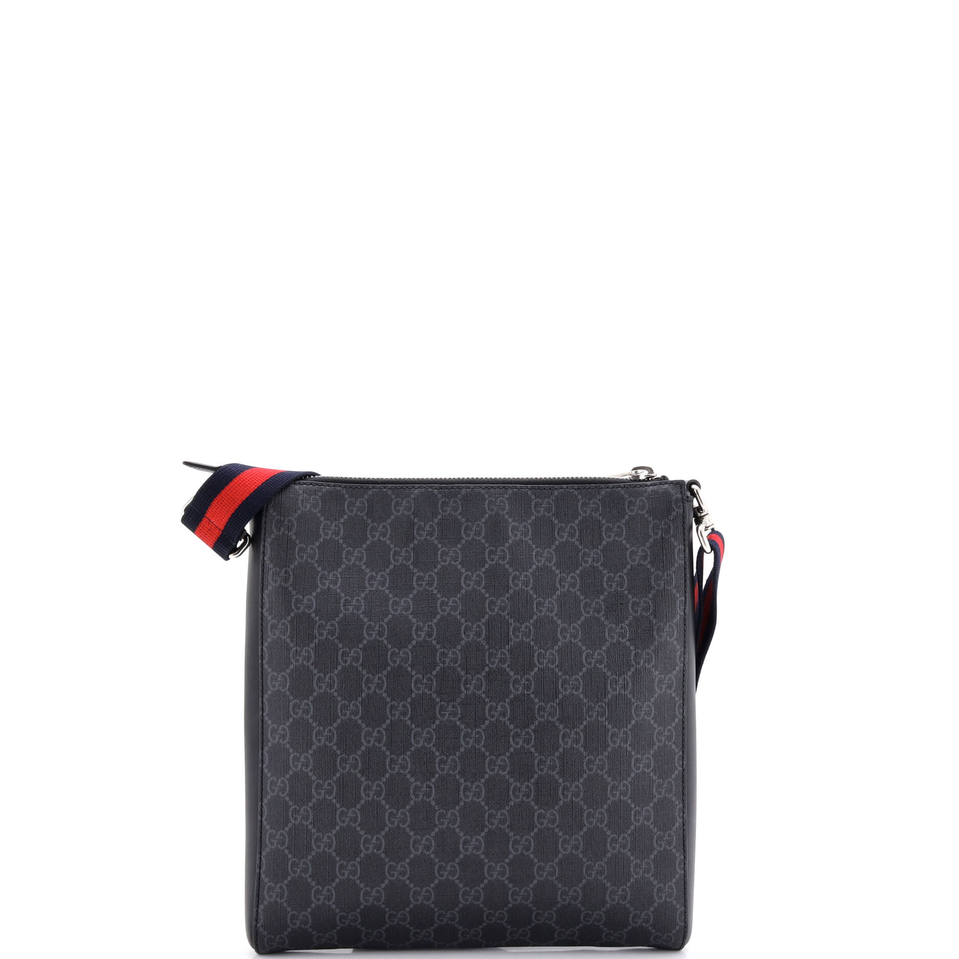 Web Strap Front Zip Messenger Bag GG Coated Canvas Medium