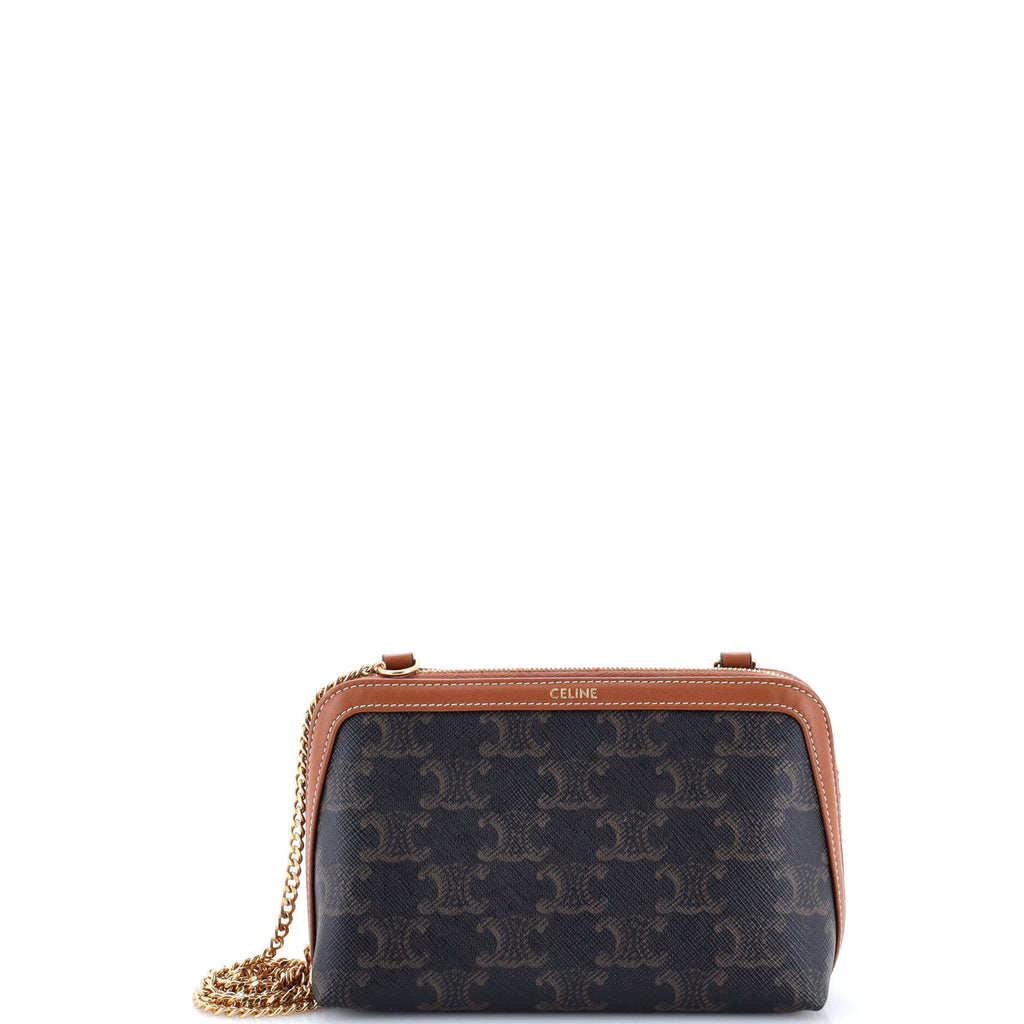 Zip Around Chain Clutch Triomphe Coated Canvas