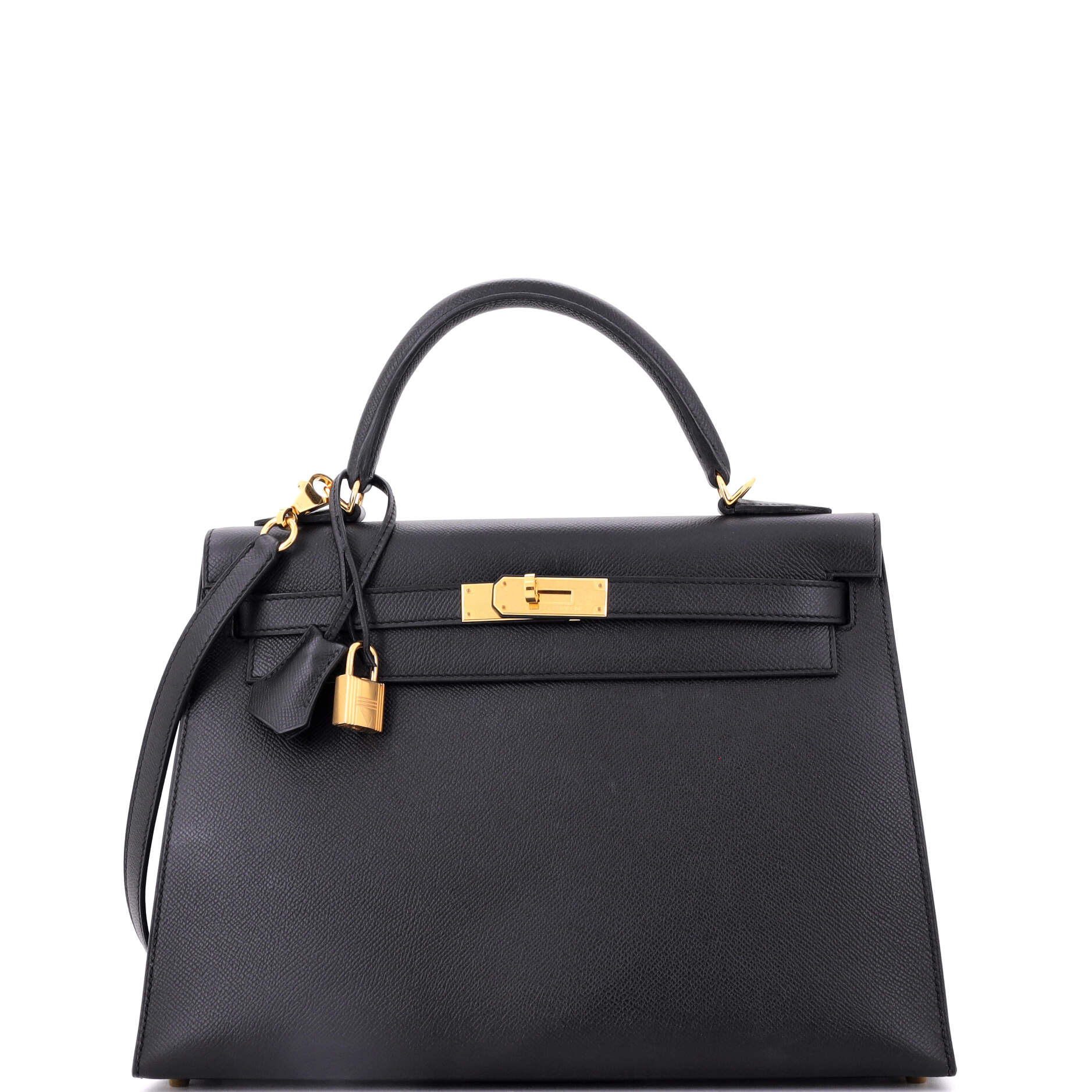 Kelly Handbag Noir Epsom with Gold Hardware 32