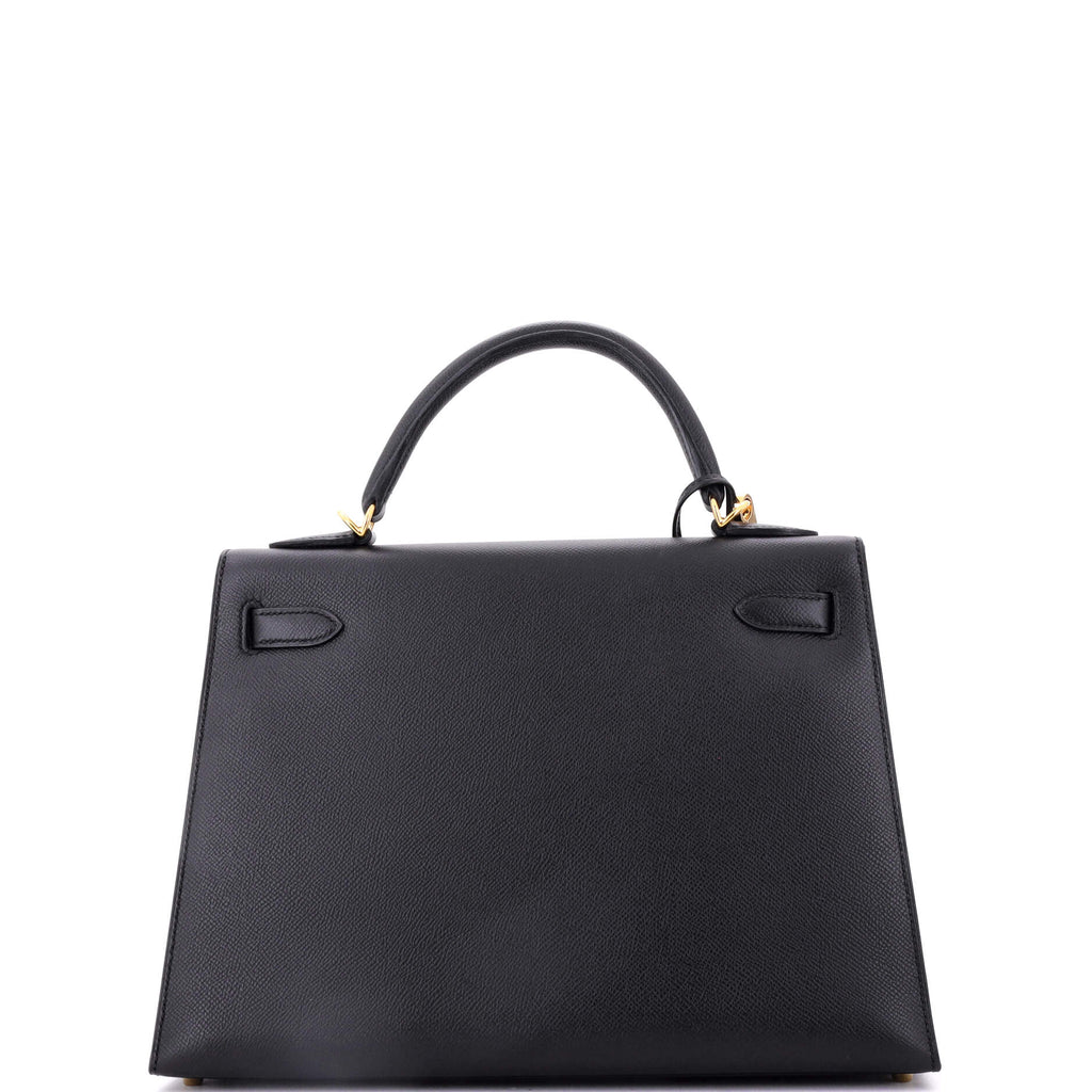 Kelly Handbag Noir Epsom with Gold Hardware 32
