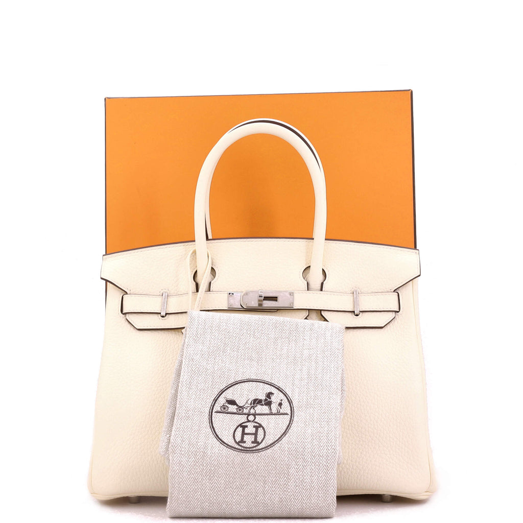 Birkin Handbag Light Clemence with Palladium Hardware 30