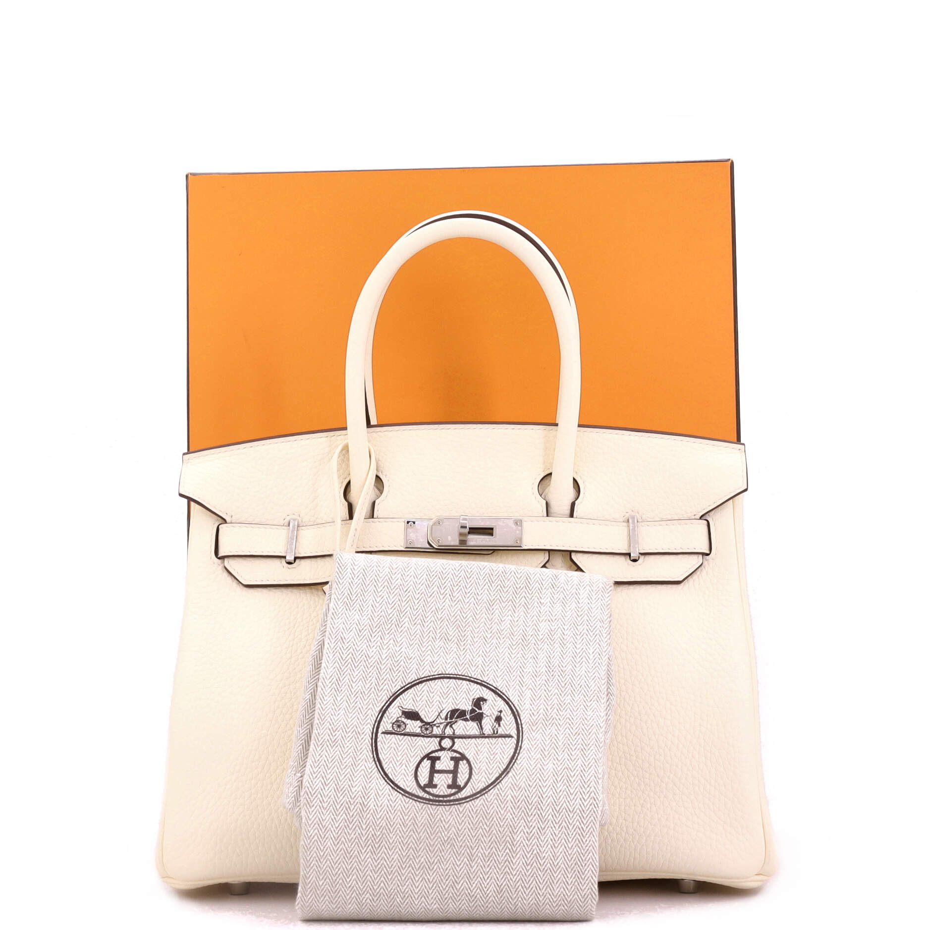 Birkin Handbag Light Clemence with Palladium Hardware 30
