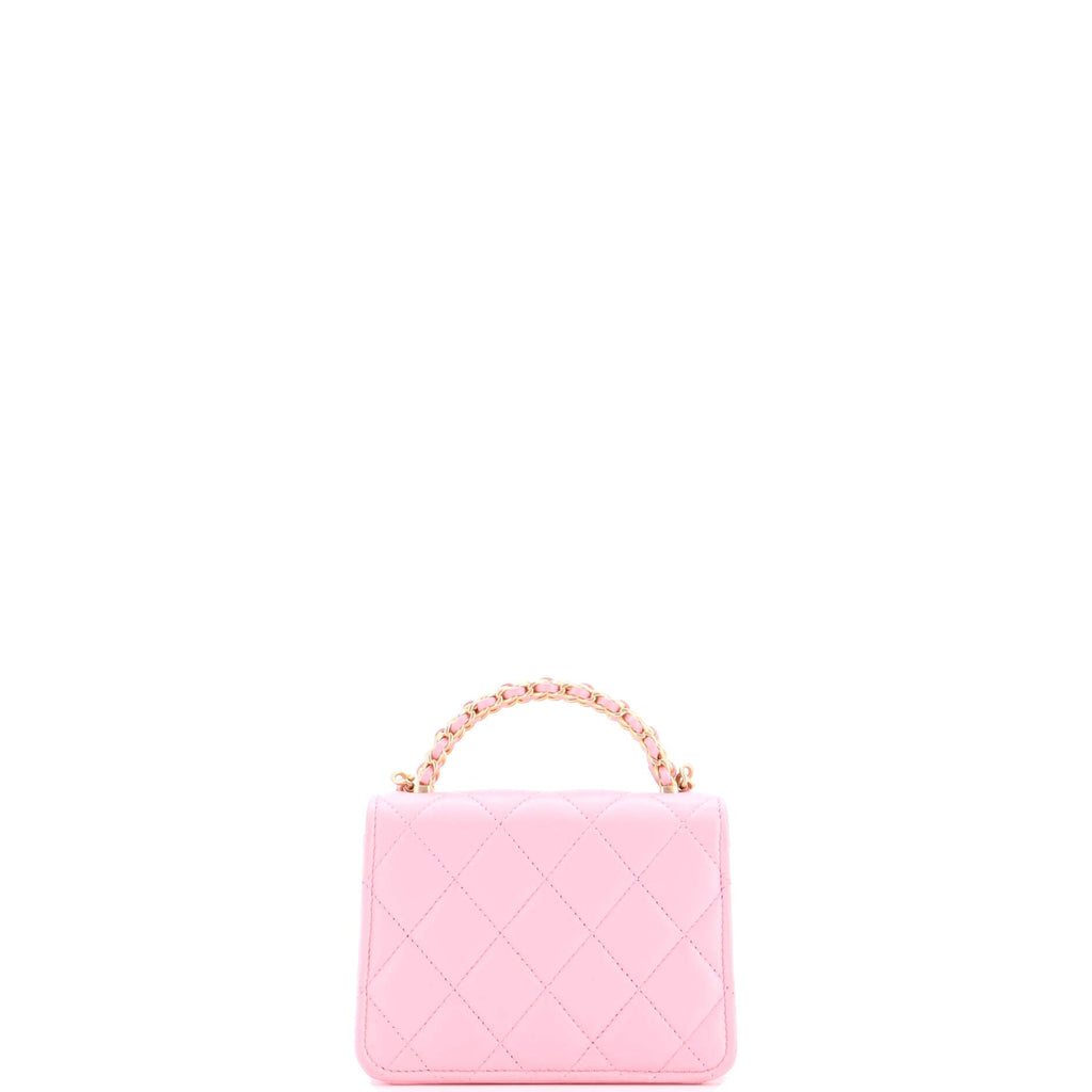 Woven Top Handle CC Flap Clutch on Chain Quilted Lambskin Small