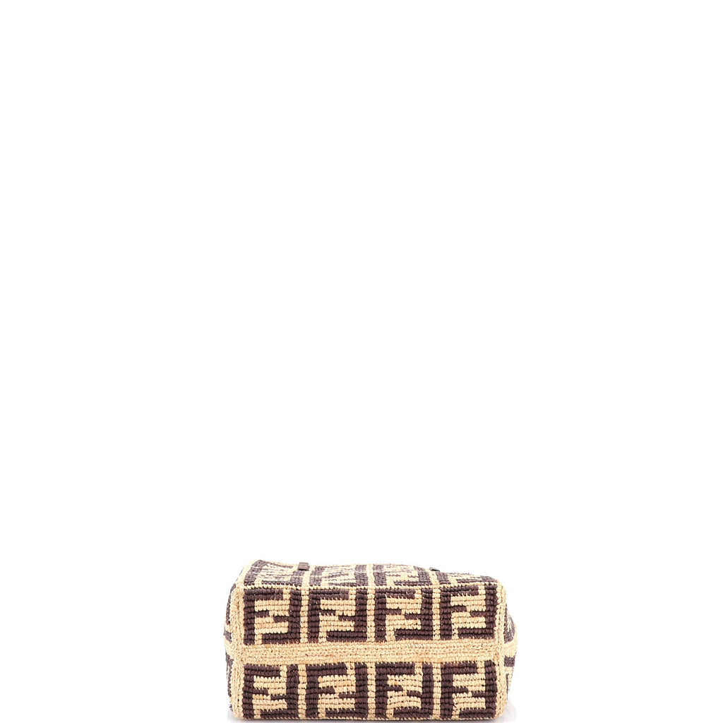Roll Drawstring Tote Zucca Raffia with Leather Small