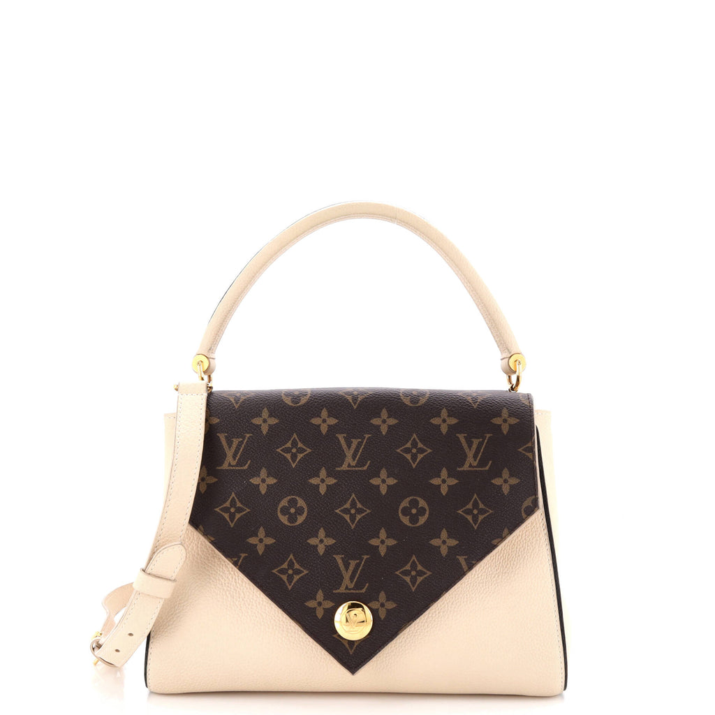 Double V Handbag Calfskin with Monogram Canvas