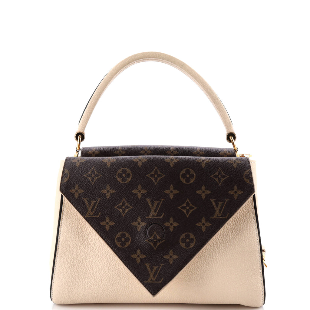 Double V Handbag Calfskin with Monogram Canvas