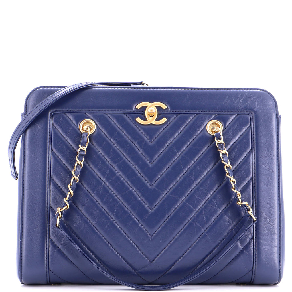 CC Chain Shopping Tote Chevron Calfskin Medium