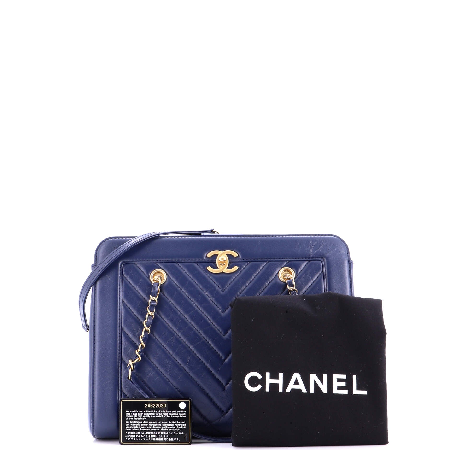 CC Chain Shopping Tote Chevron Calfskin Medium