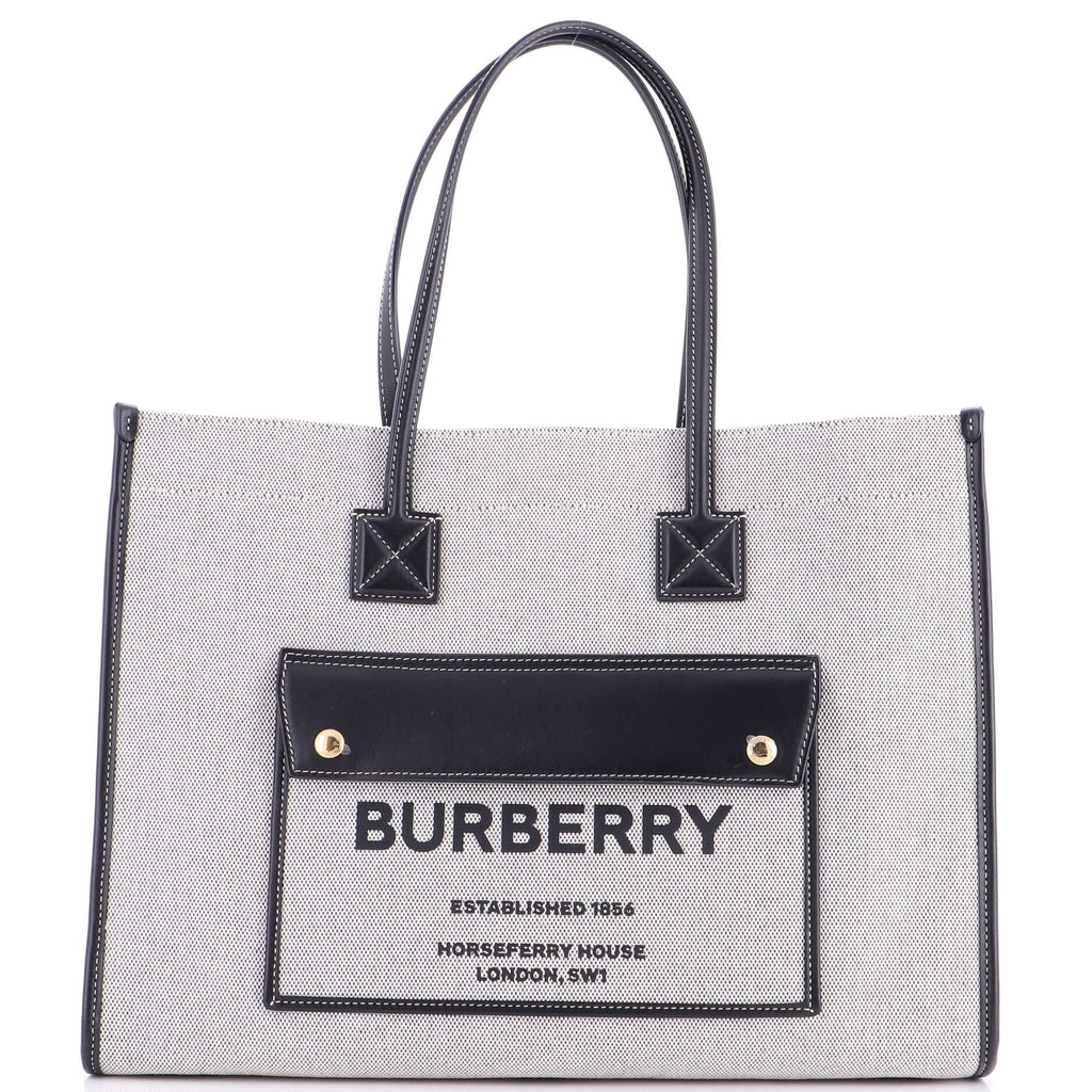 Freya Shopping Tote Canvas with Leather Medium