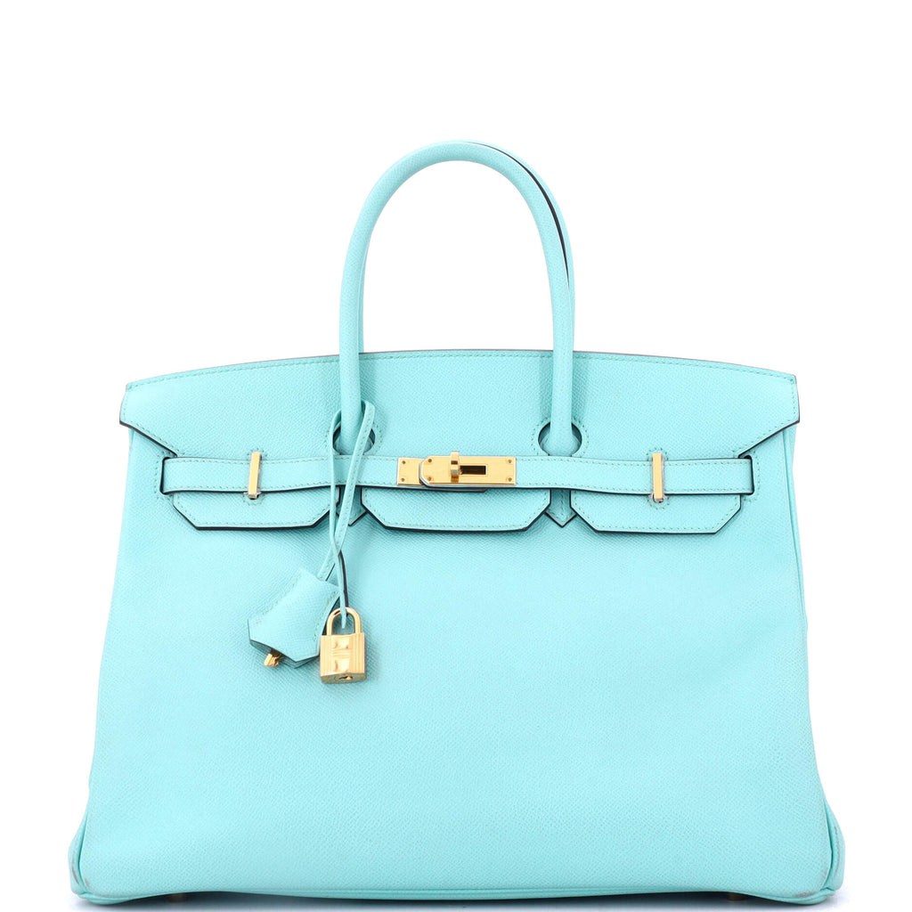 Birkin Handbag Bleu Atoll Epsom with Gold Hardware 35