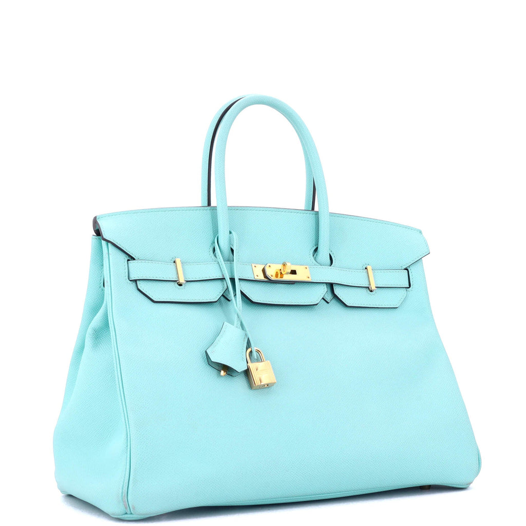 Birkin Handbag Bleu Atoll Epsom with Gold Hardware 35