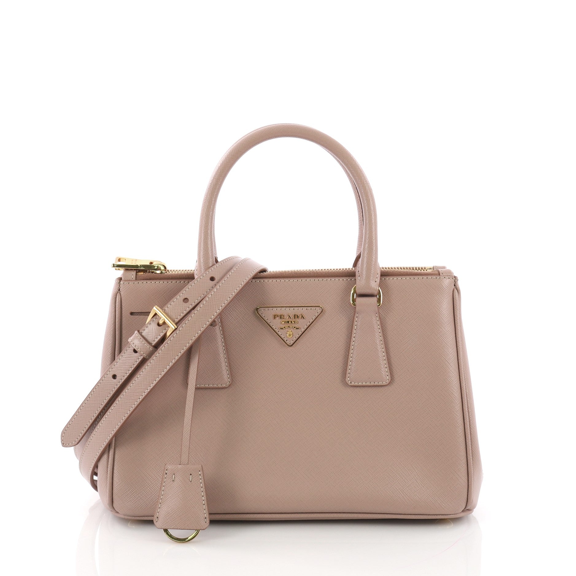 Double Zip Lux Tote Saffiano Leather Mini