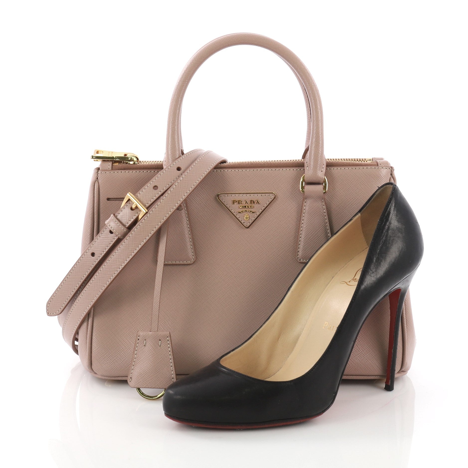 Double Zip Lux Tote Saffiano Leather Mini