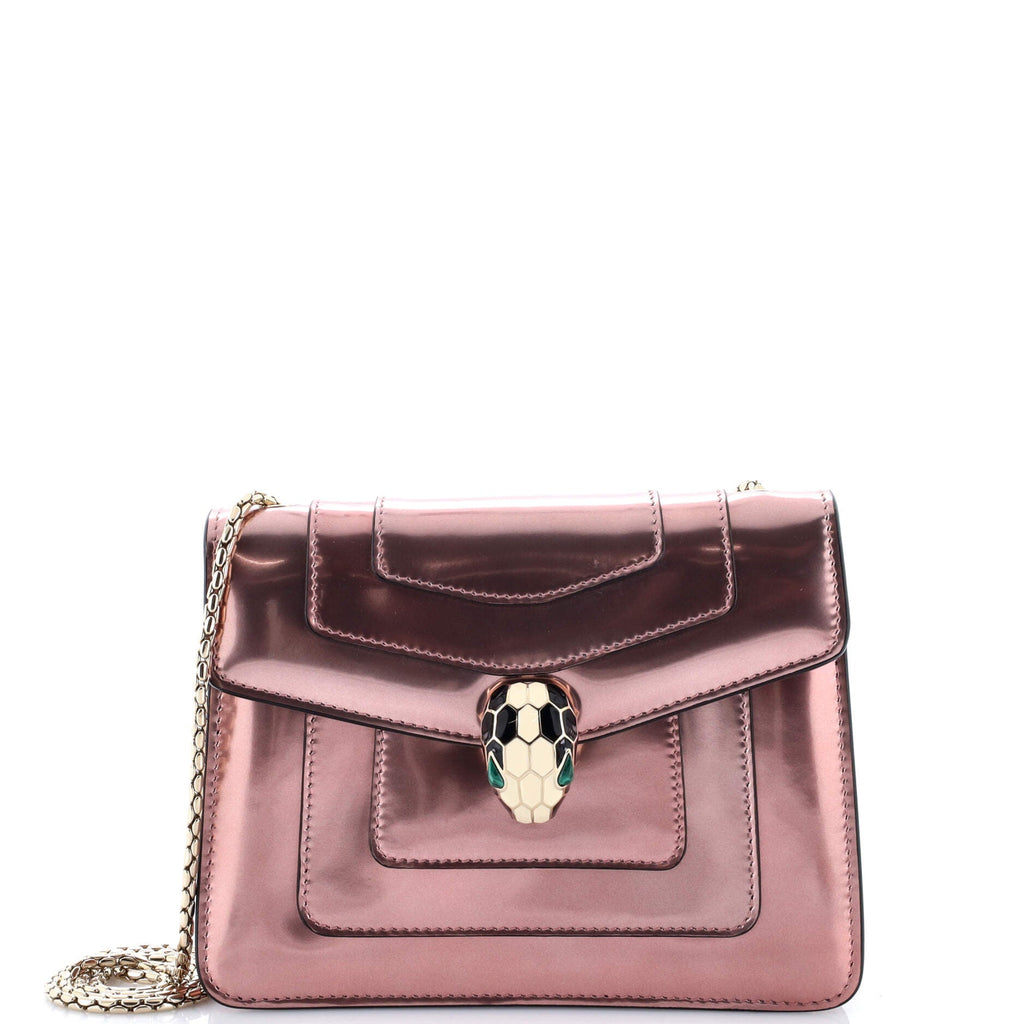 Serpenti Forever Square Shoulder Bag Metallic Leather Small