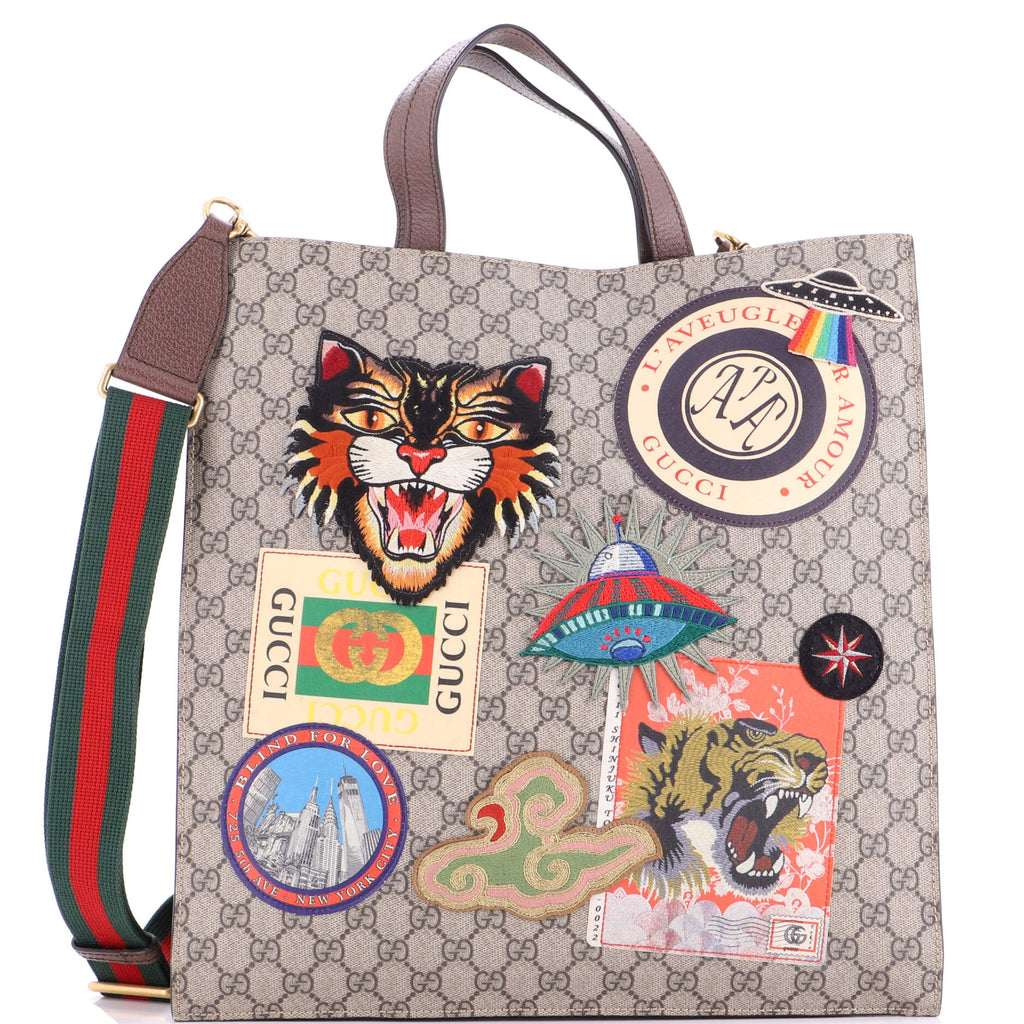 Courrier Convertible Soft Open Tote GG Coated Canvas with Applique North South