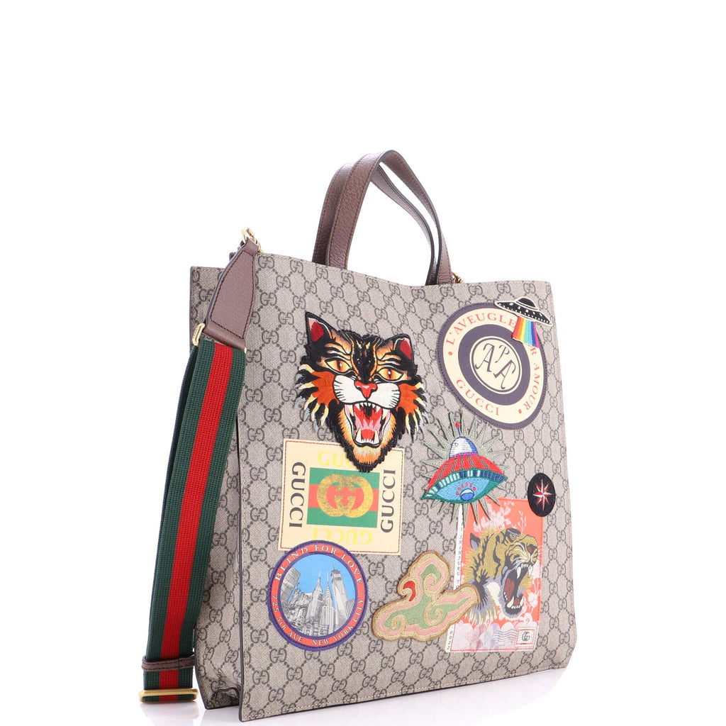Courrier Convertible Soft Open Tote GG Coated Canvas with Applique North South