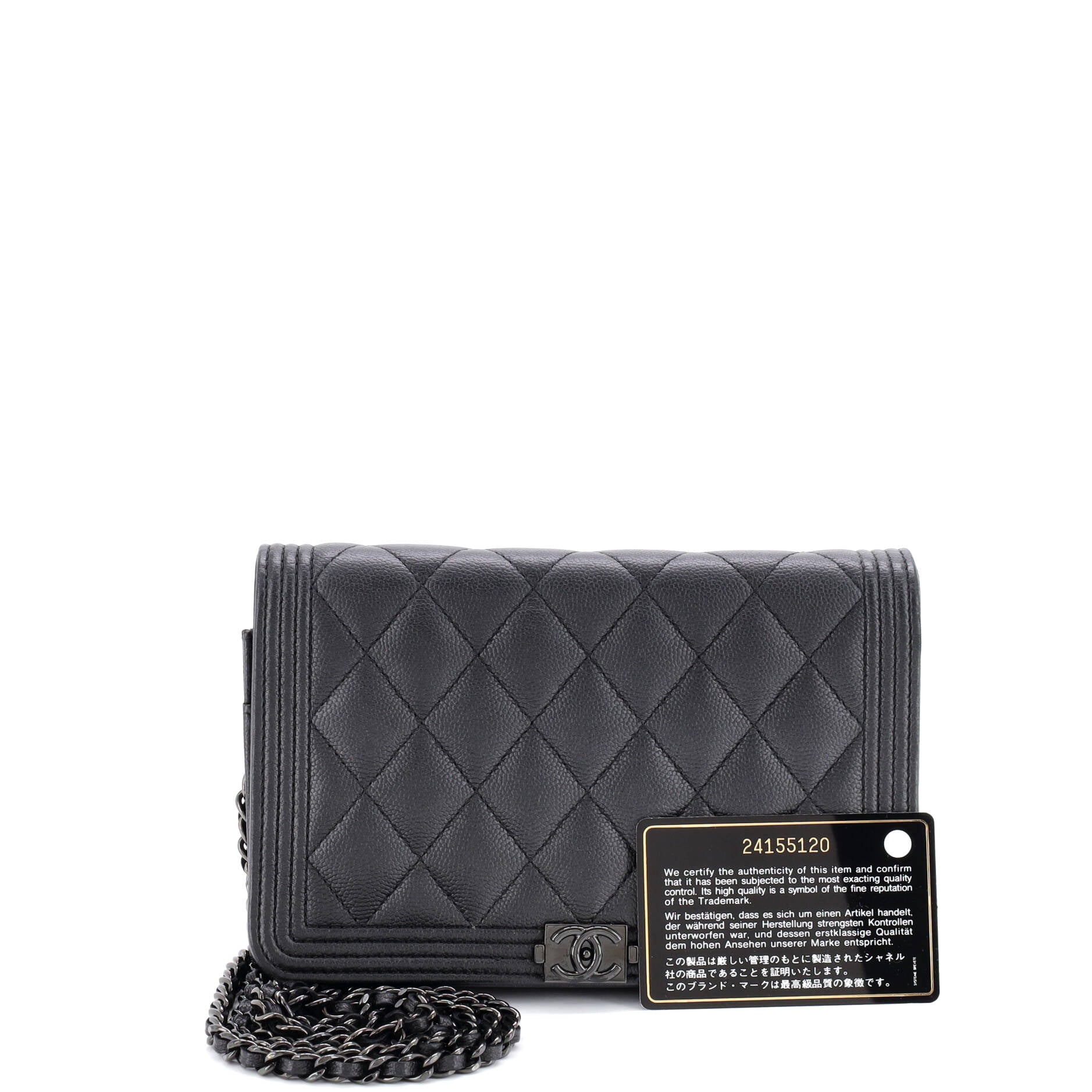 So Black Boy Wallet on Chain Quilted Caviar