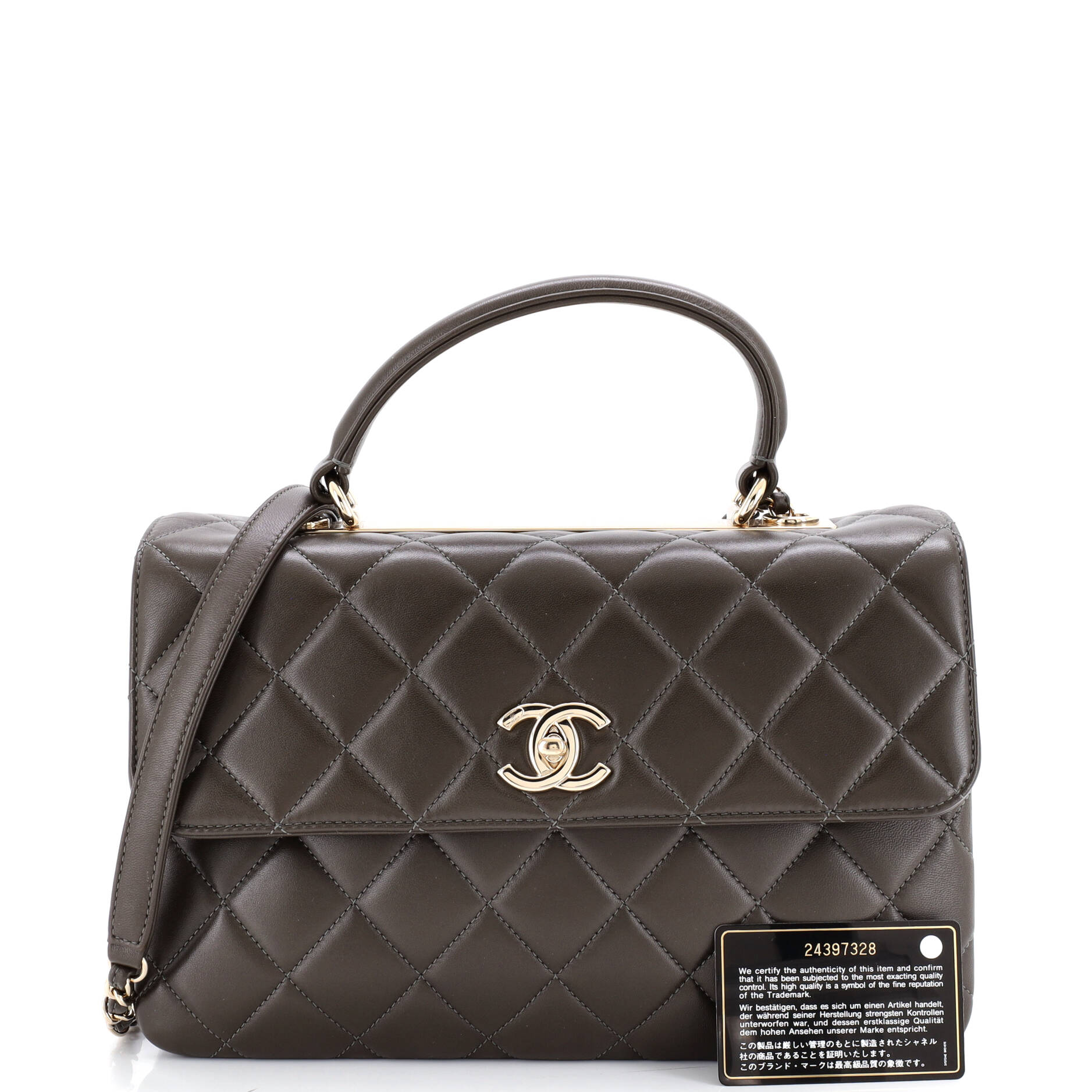 Trendy CC Top Handle Bag Quilted Lambskin Medium
