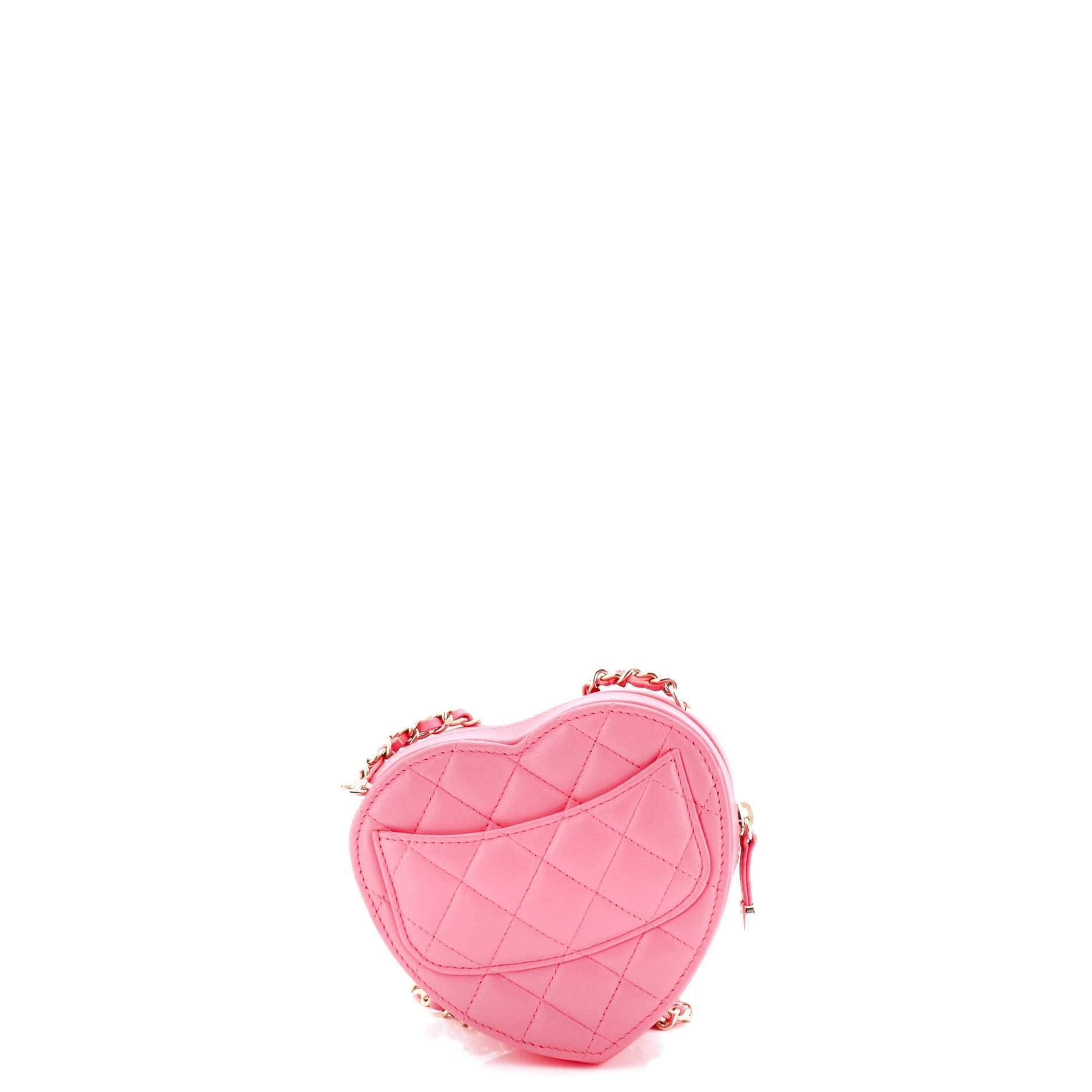 CC in Love Heart Clutch with Chain Quilted Lambskin
