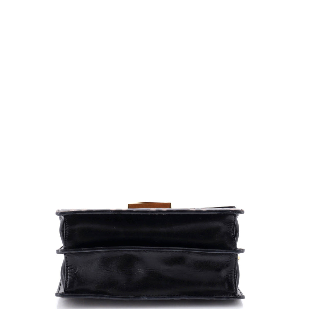 Kan U Shoulder Bag Zucca Embossed Leather Small