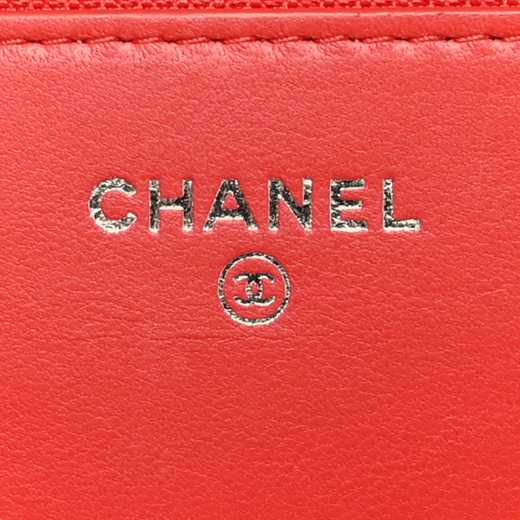 Lambskin Quilted Boy Wallet On Chain WOC Red