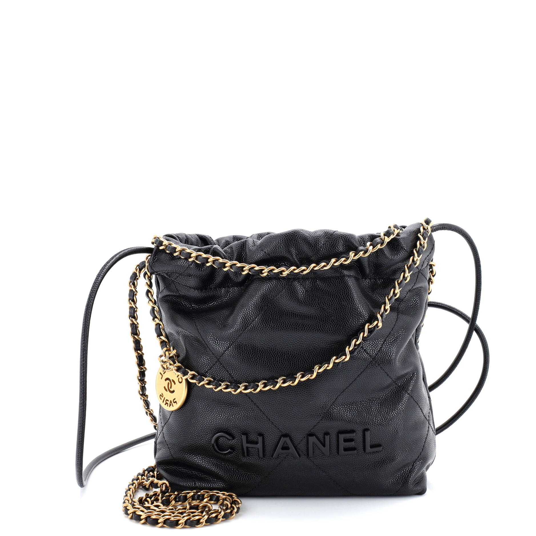 22 Chain Hobo Quilted Caviar Mini