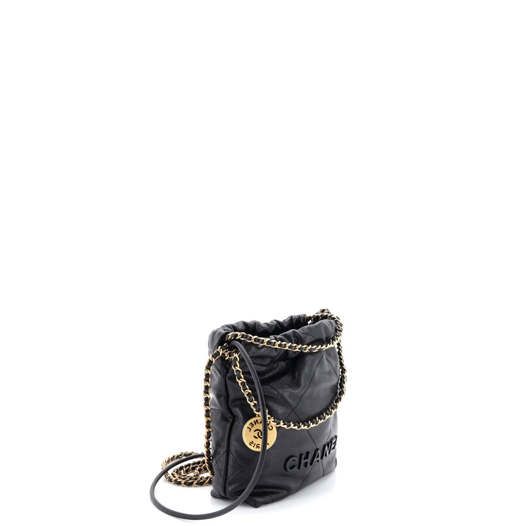 22 Chain Hobo Quilted Caviar Mini