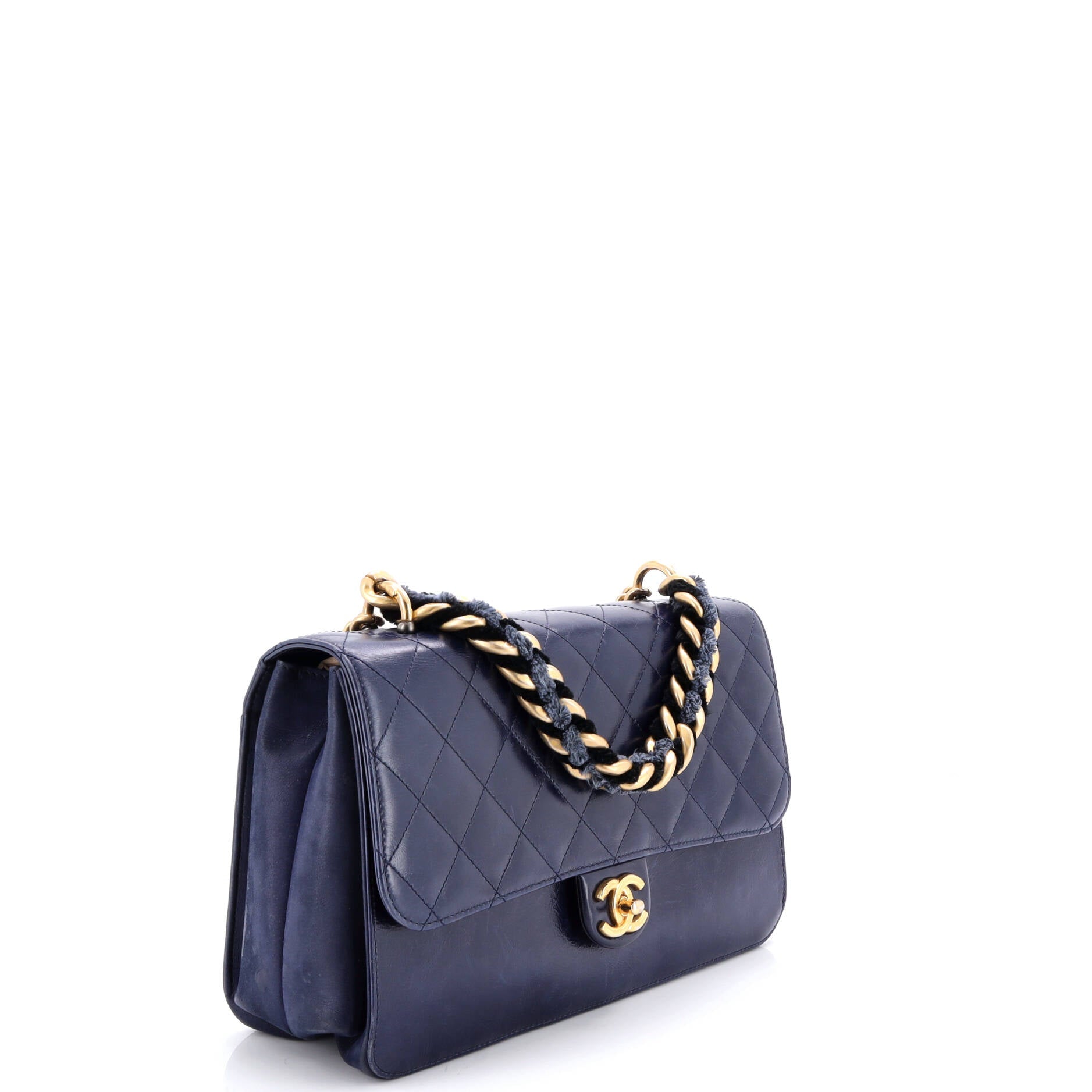 Paris-Cosmopolite Straight Lined Flap Bag Quilted Aged Calfskin Medium
