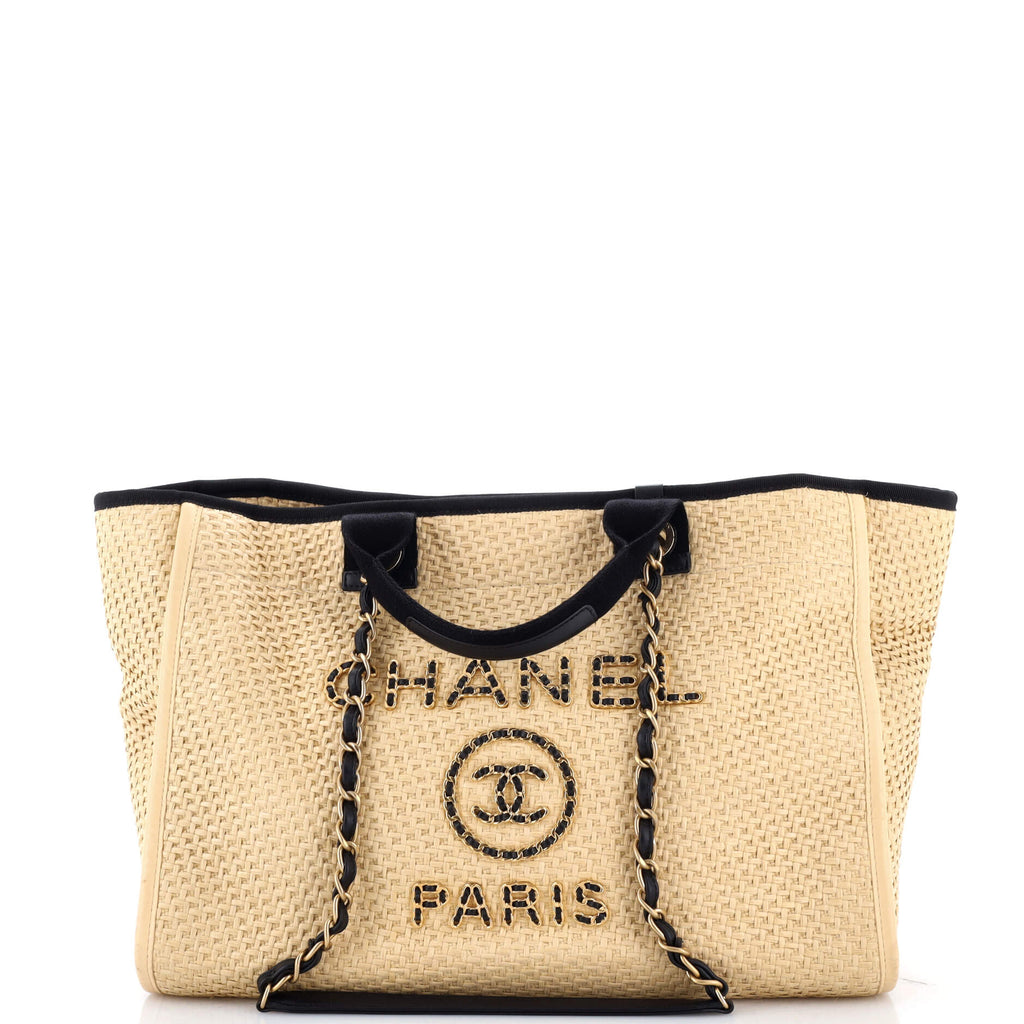 Deauville Tote Straw with Chain Detail Medium