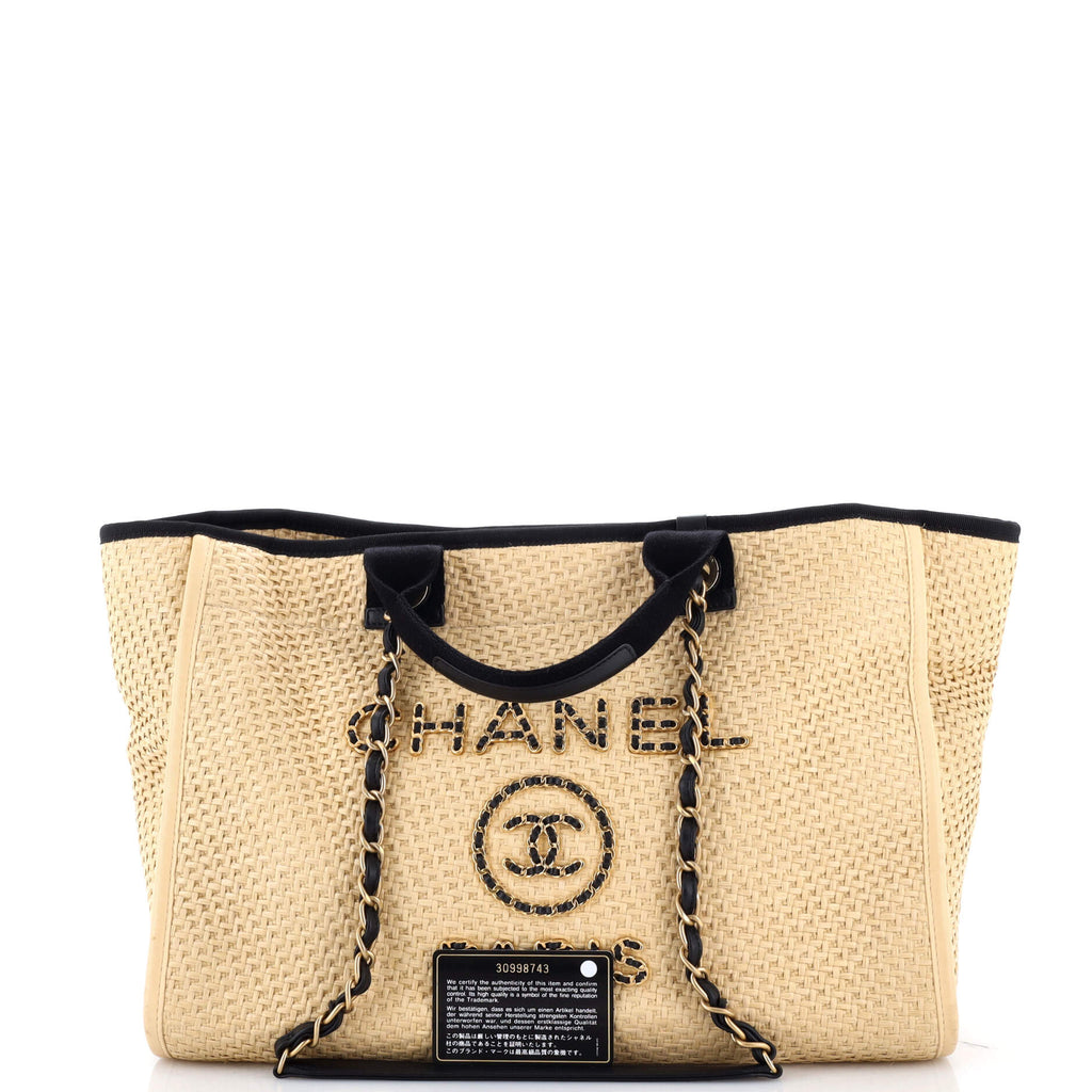 Deauville Tote Straw with Chain Detail Medium