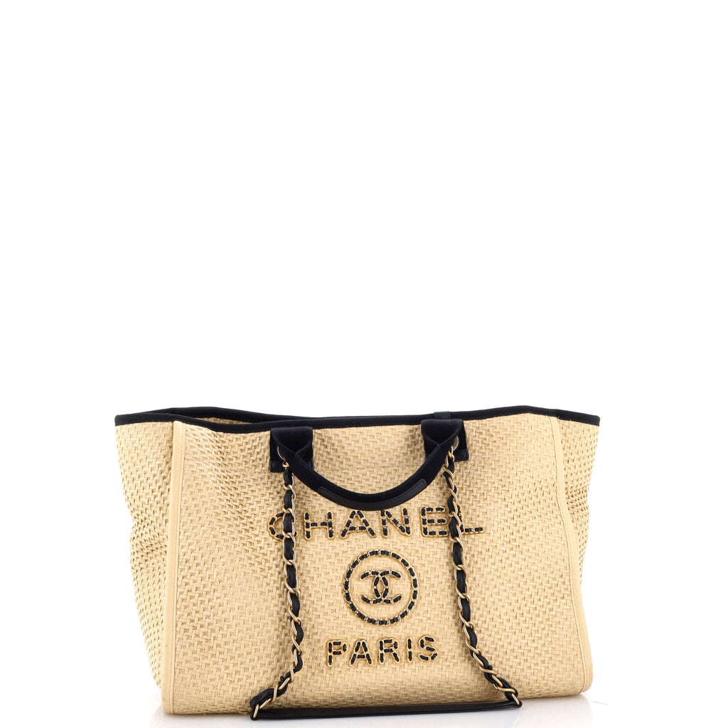 Deauville Tote Straw with Chain Detail Medium
