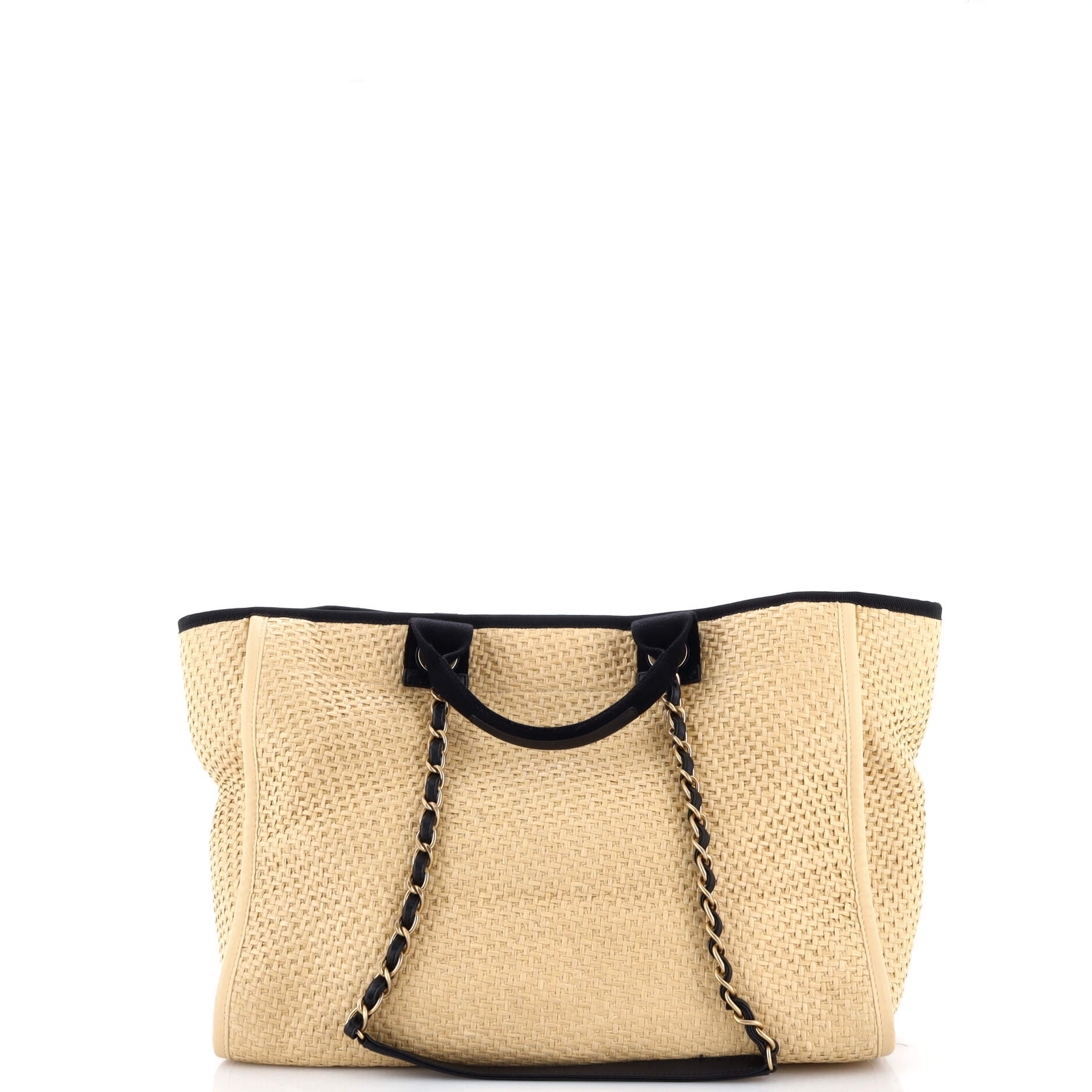 Deauville Tote Straw with Chain Detail Medium