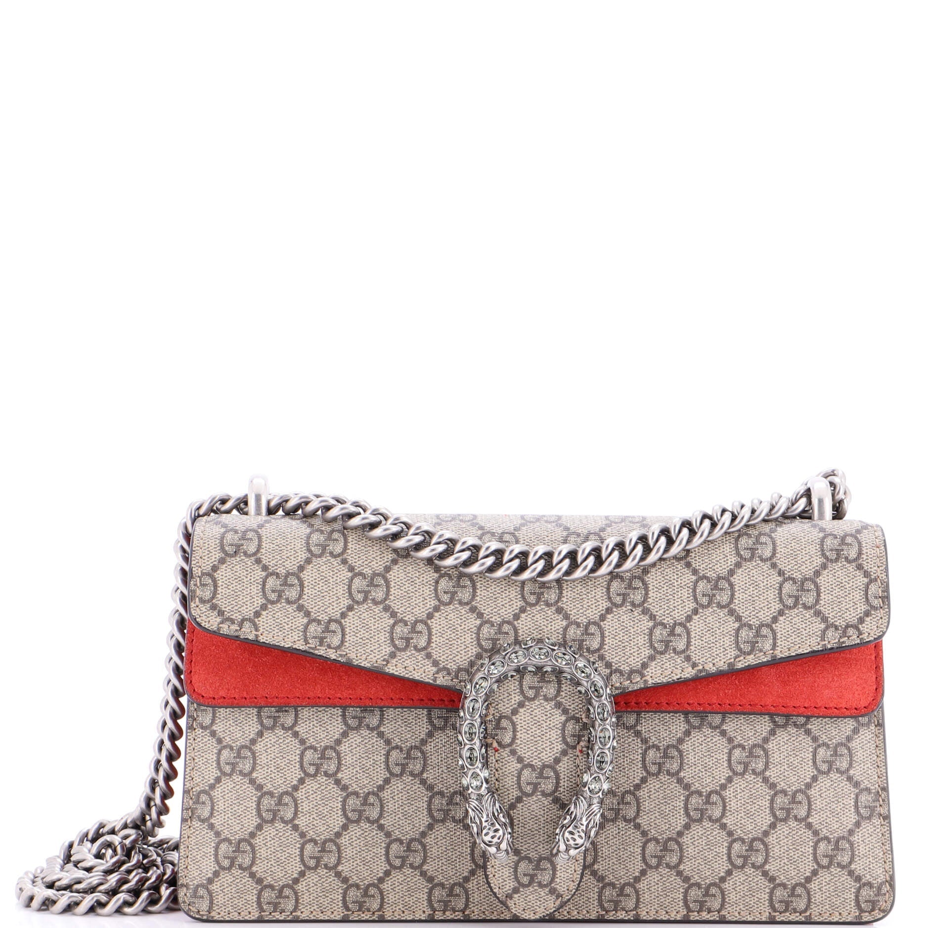 Dionysus Bag GG Coated Canvas with Crystal Embellished Metal Small
