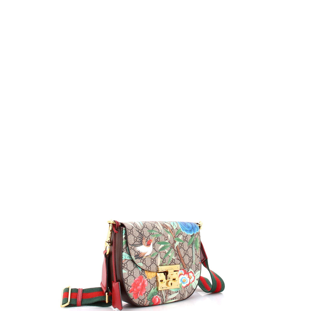 Padlock Saddle Shoulder Bag Tian Print GG Coated Canvas Medium