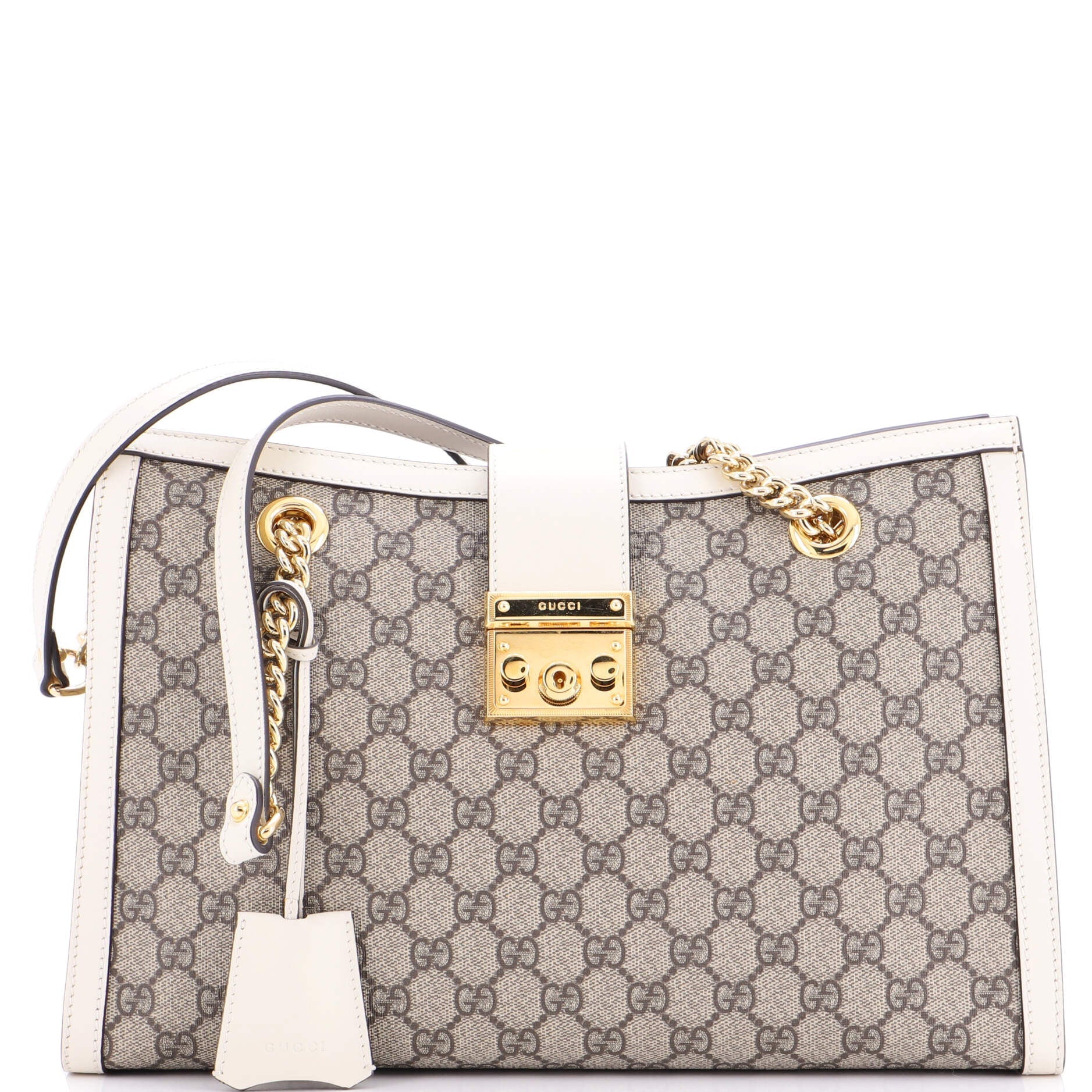 Padlock Chain Tote GG Coated Canvas with Leather Medium