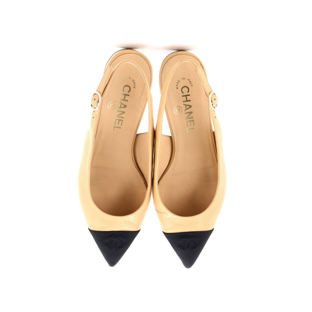 Women's Cap Toe CC Slingback Flats Leather