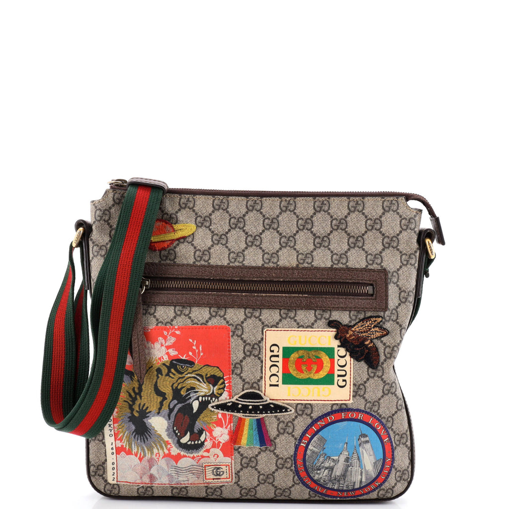 Courrier Zip Messenger GG Coated Canvas with Applique Medium