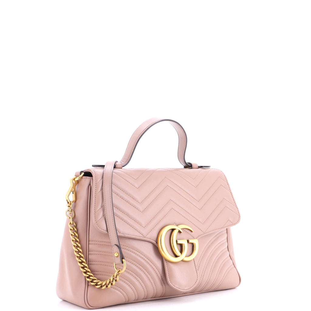 GG Marmont Top Handle Flap Bag Matelasse Leather Medium