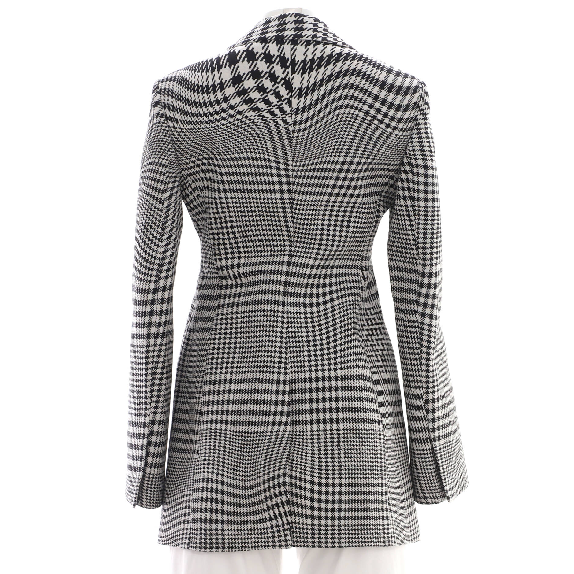 Women's Button Up Coat Houndstooth Wool