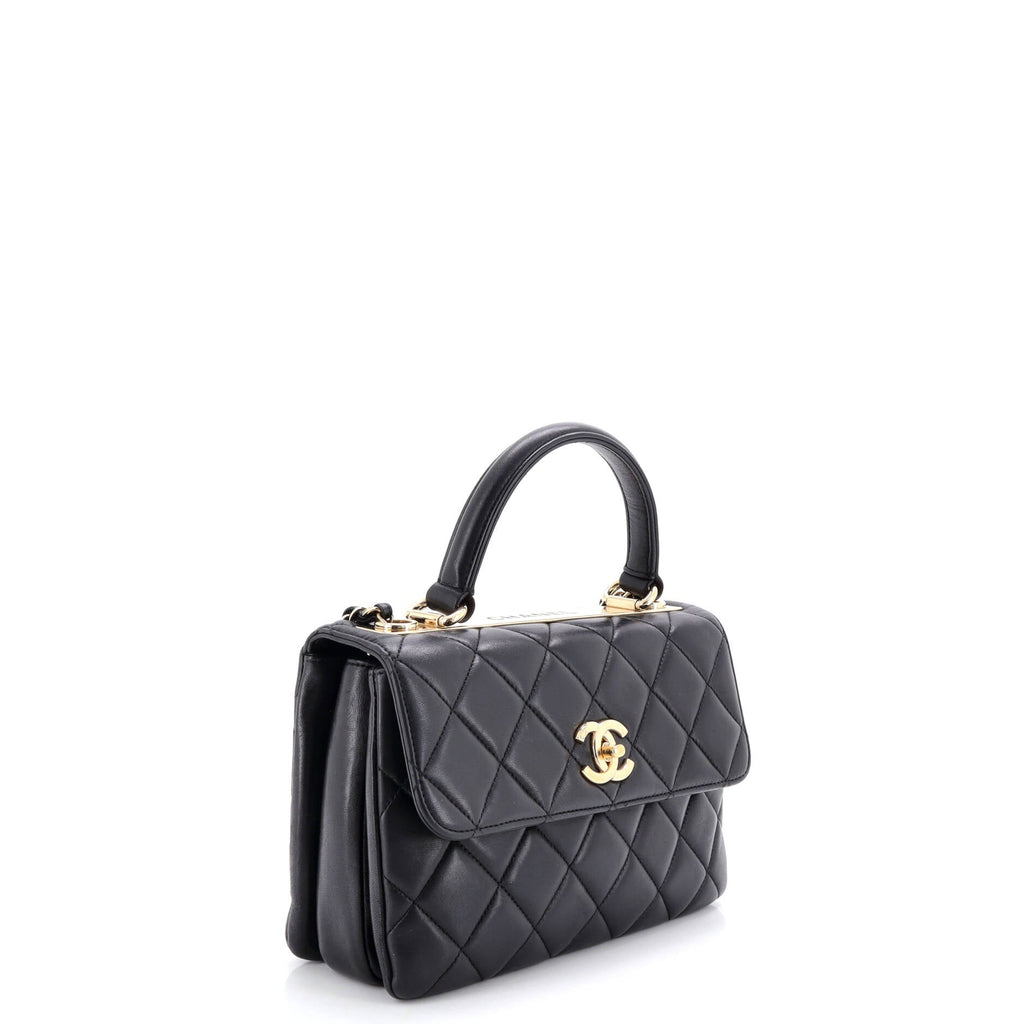 Trendy CC Top Handle Bag Quilted Lambskin Small