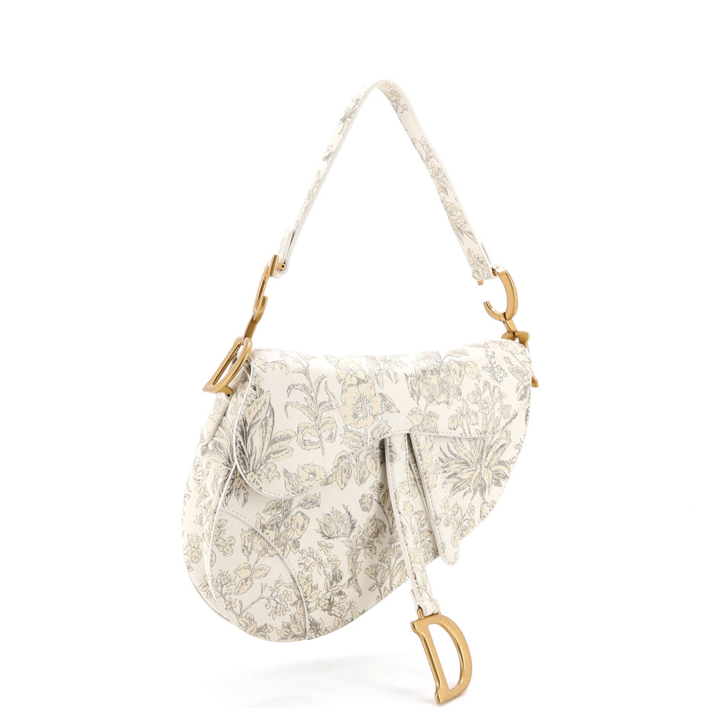 Saddle Handbag with Strap Printed Leather Medium