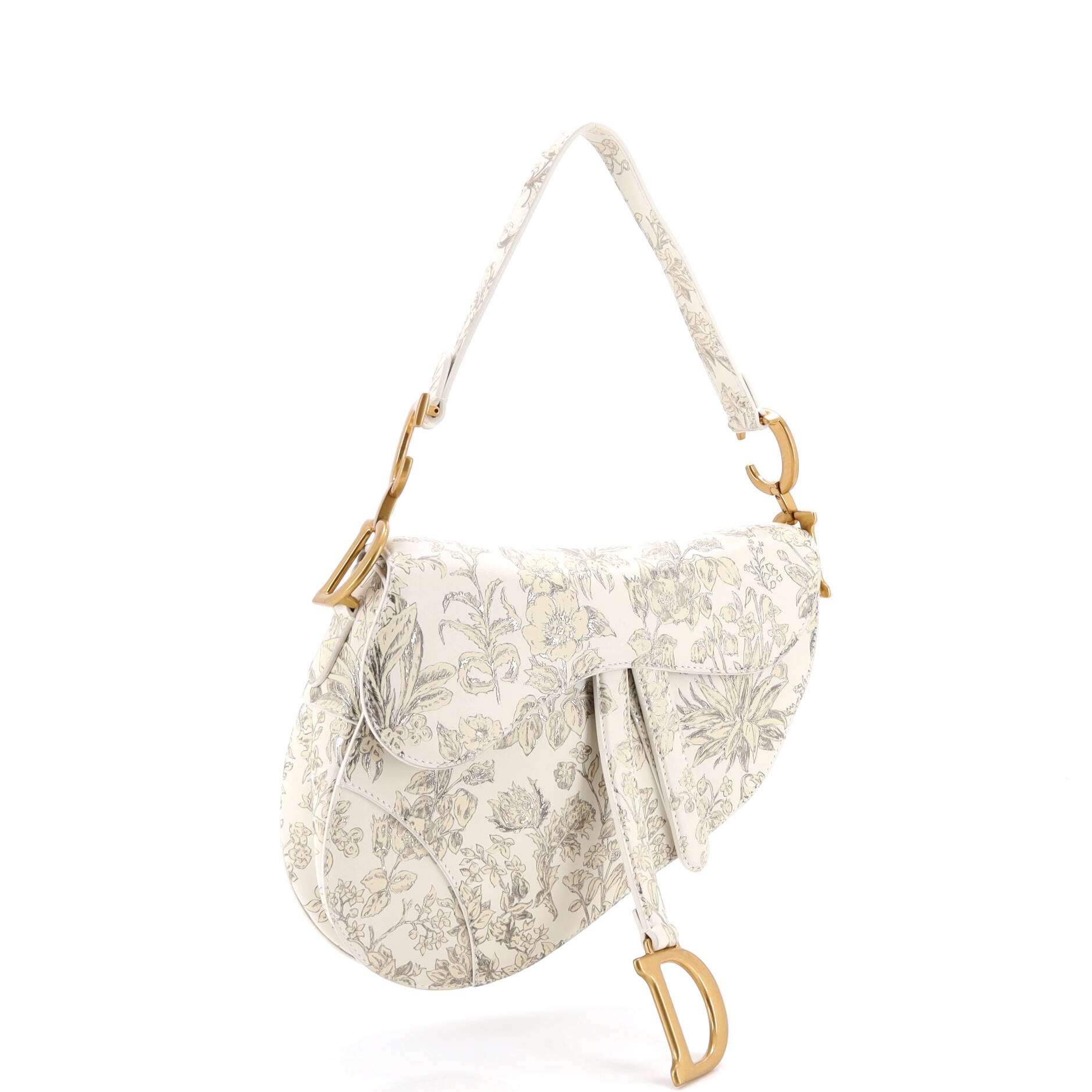 Saddle Handbag with Strap Printed Leather Medium