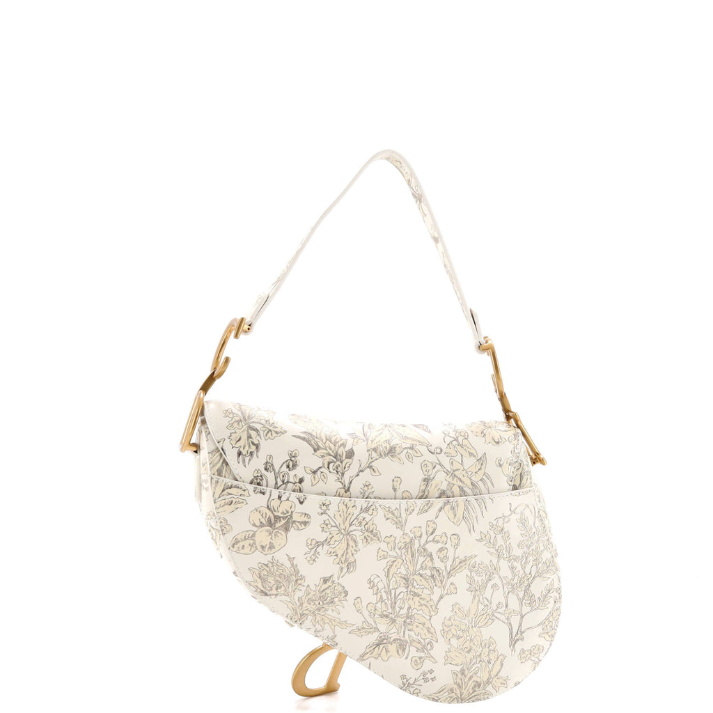 Saddle Handbag with Strap Printed Leather Medium