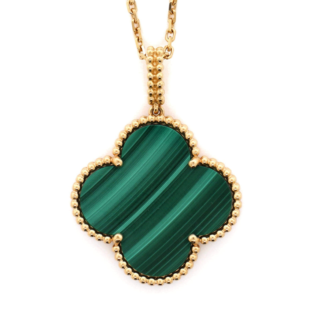 Magic Alhambra Pendant Necklace 18K Yellow Gold and Malachite