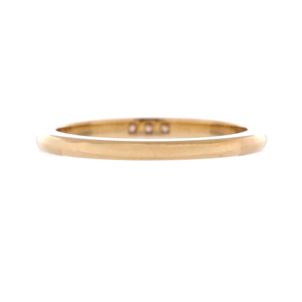 Classic Wedding Band 3 Diamonds Ring 18K Yellow Gold 2mm