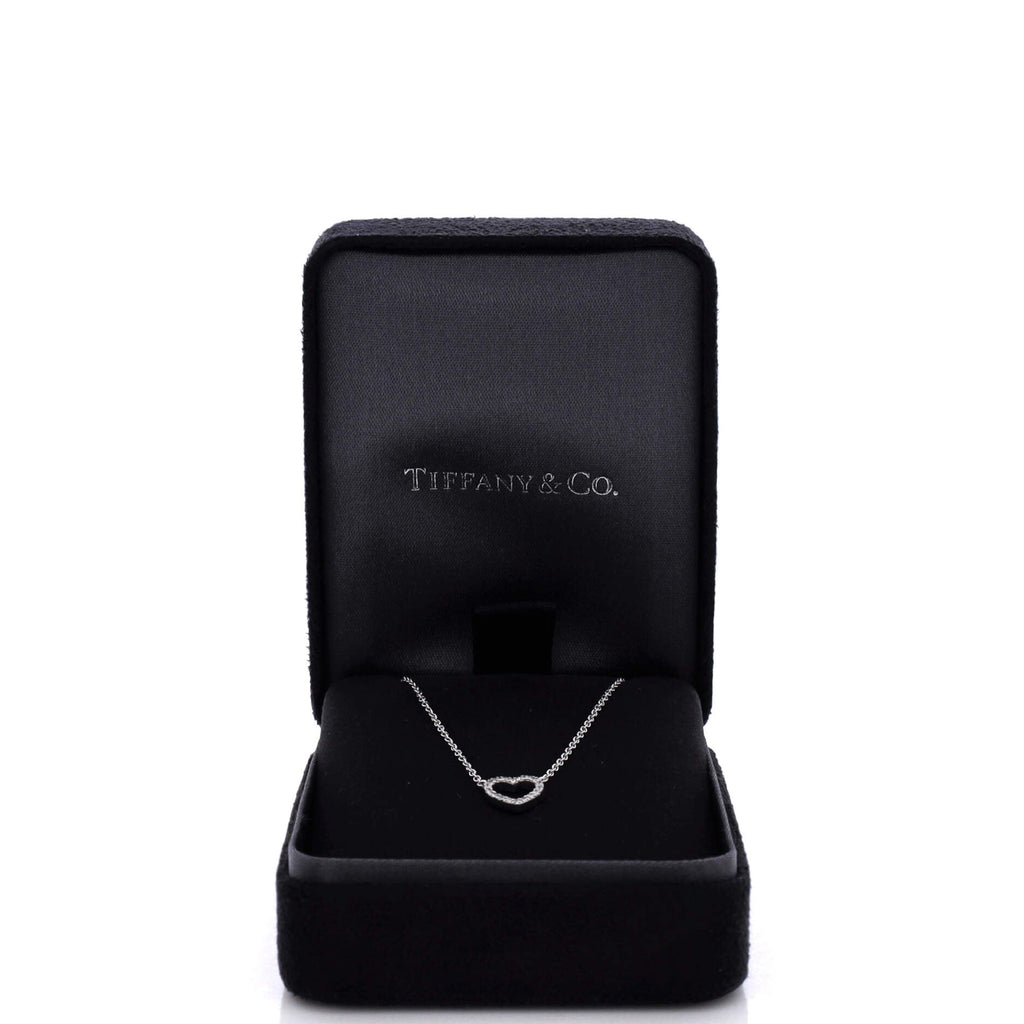 Metro Open Heart Pendant Necklace 18K White Gold and Diamonds Mini