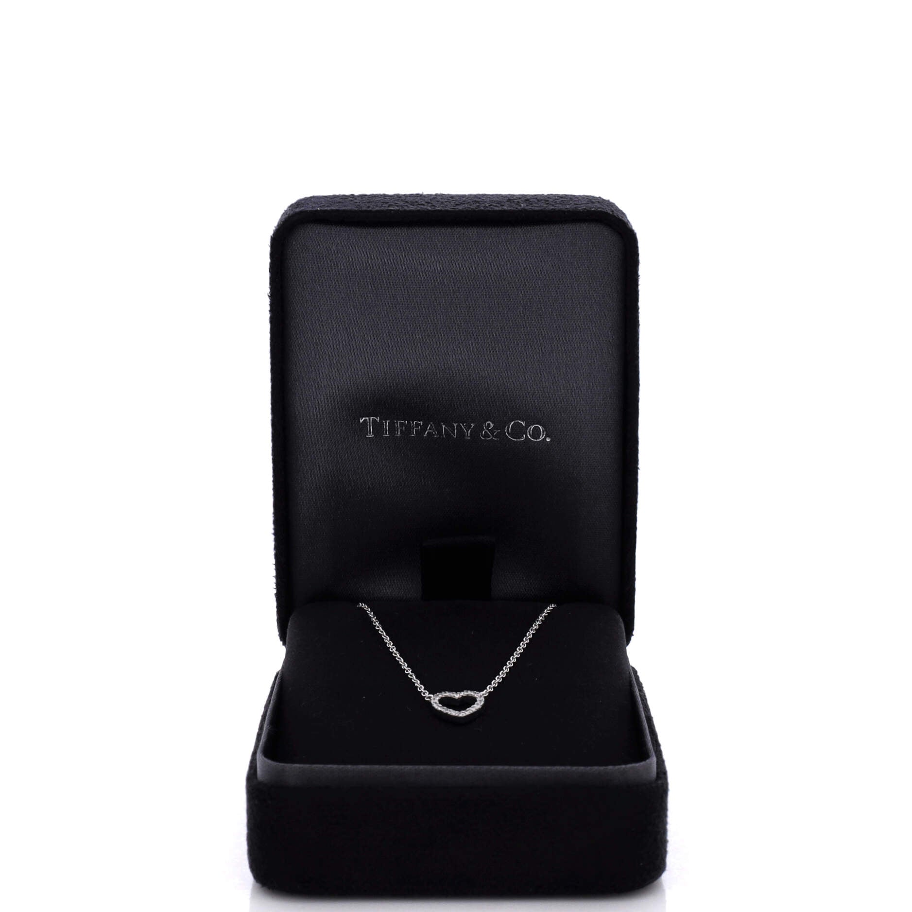 Metro Open Heart Pendant Necklace 18K White Gold and Diamonds Mini